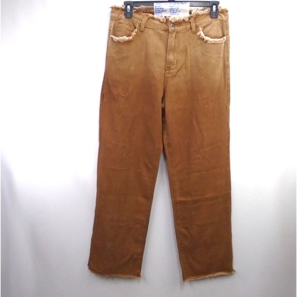 Manfinity Womens Streetwear Brown Wide Leg Size L (35x31) Raw Hems pants